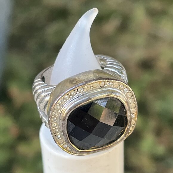 Black Faceted Cocktail Ring - Sz. 8-1/2 - Picture 2 of 6
